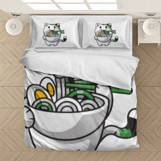 Demiromantic Pride Kawaii Cat Ramen Noodles Bedding Sets