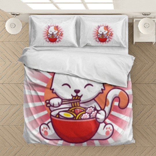 Cat Eating Ramen Bedding Sets