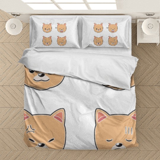 Funny Pomeranian Dog Cartoon Faces Bedding Sets