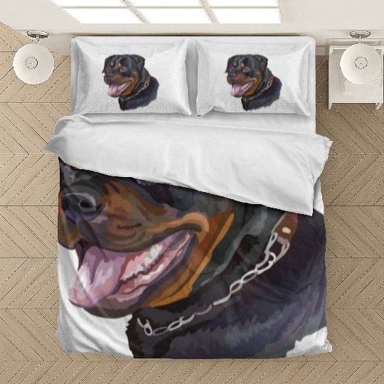 Cute Rottweiler Dog Watercolor Painting Bedding Sets