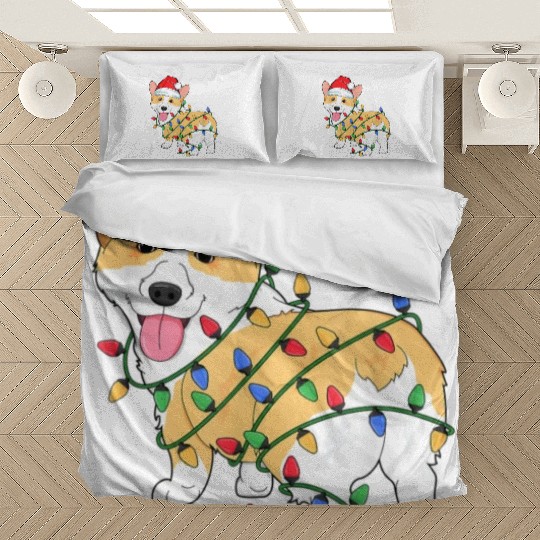 Corgi Christmas Tree Xmas Lights Dog Lover Bedding Sets