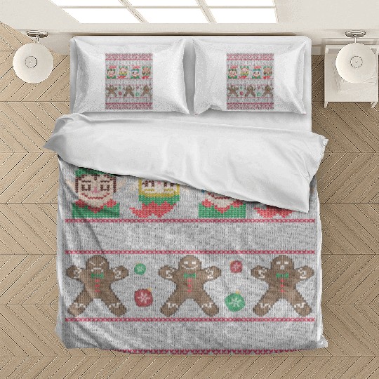 christmas ugly i like warm hugs green elfs Bedding Sets