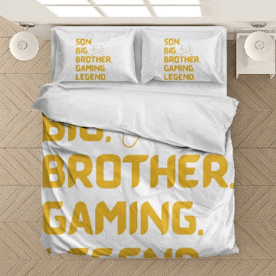 SON BROTHER GAMING LEGEND for gamer yellow text Bedding Sets