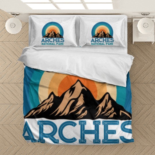 Cool Vintage Retro Arches National Park Mountain Bedding Sets