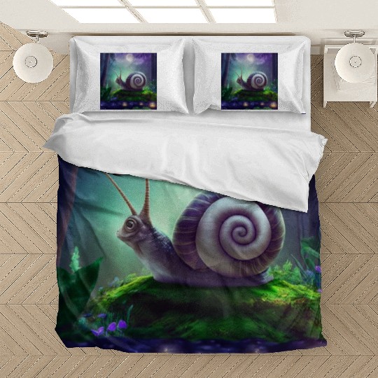 Spiral Moongazing Snail Ombre Aqua Lavender sky Bedding Sets
