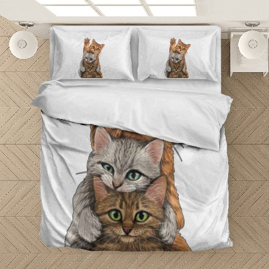 cute little Cats playing Wall lovers kitty kittens Bedding Sets