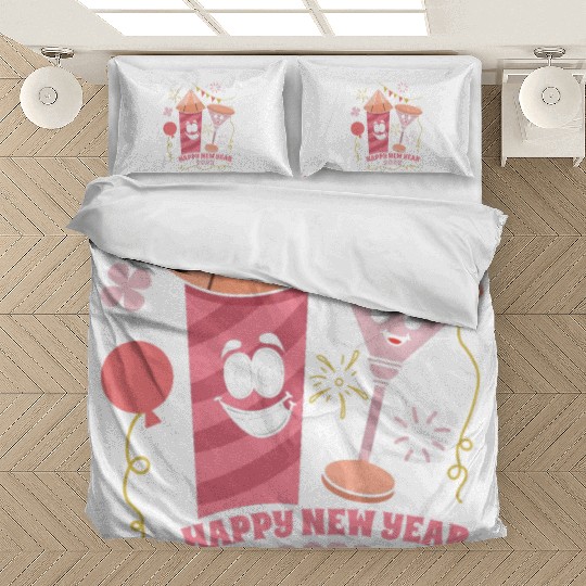 Wine Fireworks 2023 New Year Hello 2023 New Year Bedding Sets