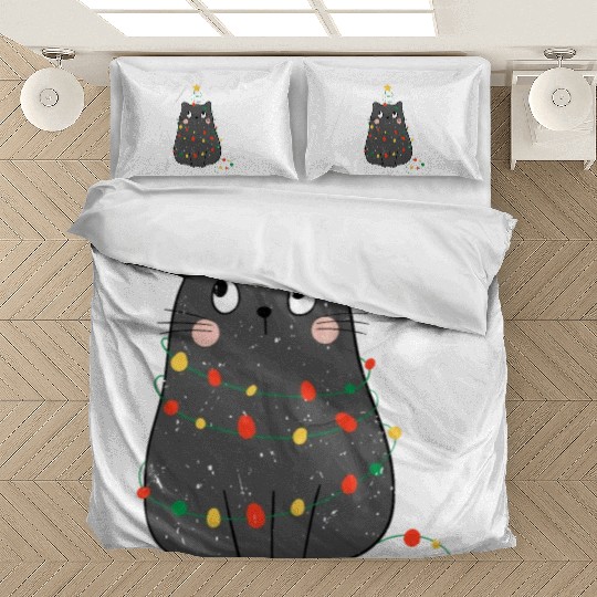Black Cat Christmas, Meowy Christmas Bedding Sets