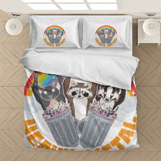 Love Peace Metal Music Heavy Rock Trash Racoon Bedding Sets