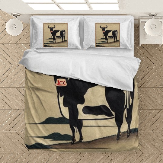 Ukiyo-e Cow, Japanese Print Bedding Sets