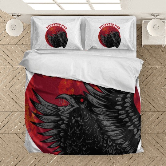 Red Black Illustrated Gothic Halloween Bedding Sets
