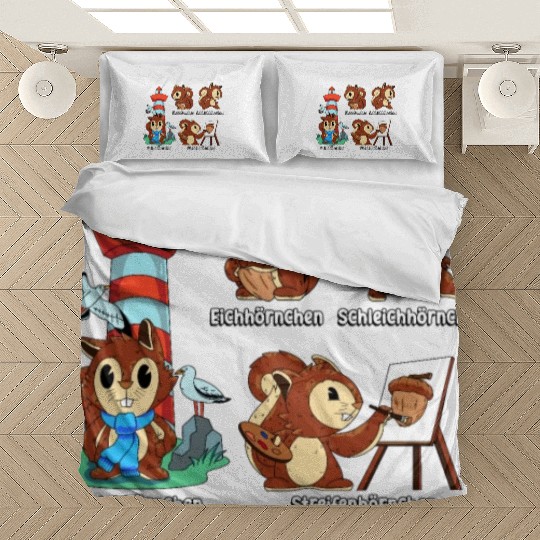 Nut Lover Wild Cute Squirrel Painting Walnut Shell Bedding Sets