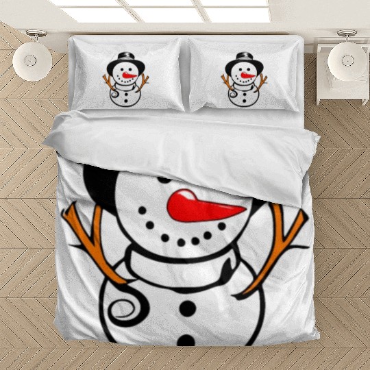 Cute Snowman With Carrot Nose And Hat Bedding Sets
