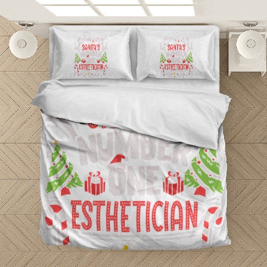 Santas Number One Esthetician Christmas Skin Care Bedding Sets