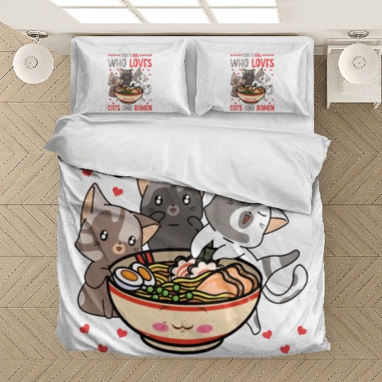 Ramen And Cats Fan Ramen Noodle Soup Bedding Sets