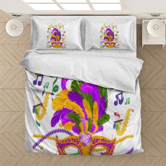 Mardi Gras Beads Mask Feathers Bedding Sets