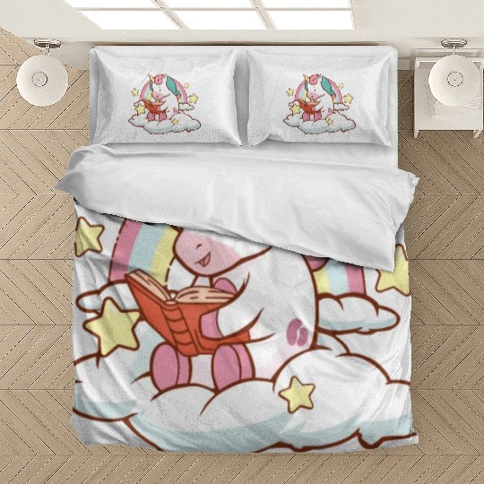 Unicorn Cute Unicorn Reading A Book For Readers Bedding Sets