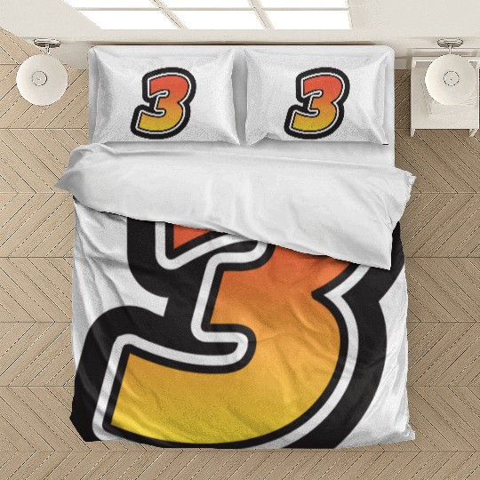 Number Three 3 Gradient Yellow Orange 3 Stroke Bedding Sets