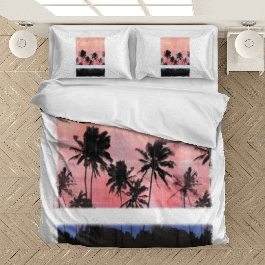 Honolulu Oahu Hawaii Vacation Souvenir Palm Tree Bedding Sets