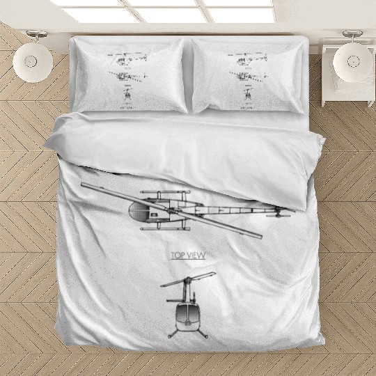 Helicopter Blueprint - Robinson R44 Bedding Sets