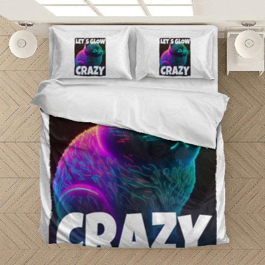 Lets Glow Crazy Cat Kitten Fluffy Cat Bedding Sets