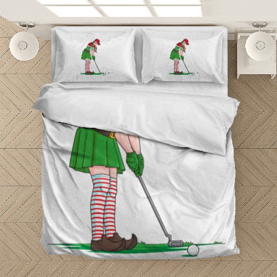The Golfer Elf Golf Christmas Golfing Bedding Sets