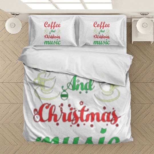 Coffee and Christmas music. Bedding Sets