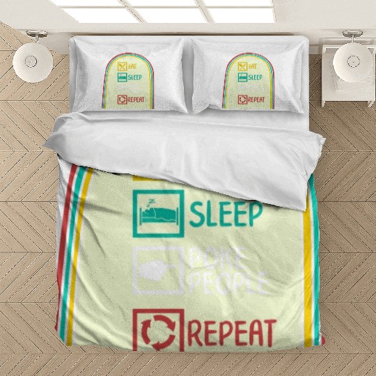 Acupuncture Bedding Sets, Eat Sleep Poke People Repeat