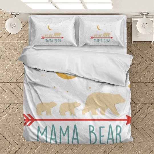 Retro Mama Bear With 2 Cubs Bedding Sets