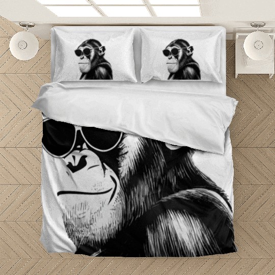 Chimpanzee with sunglasses Bedding Sets