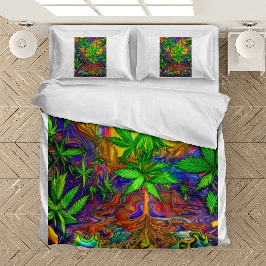 Psychedelic Colorful Cannabis Bedding Sets