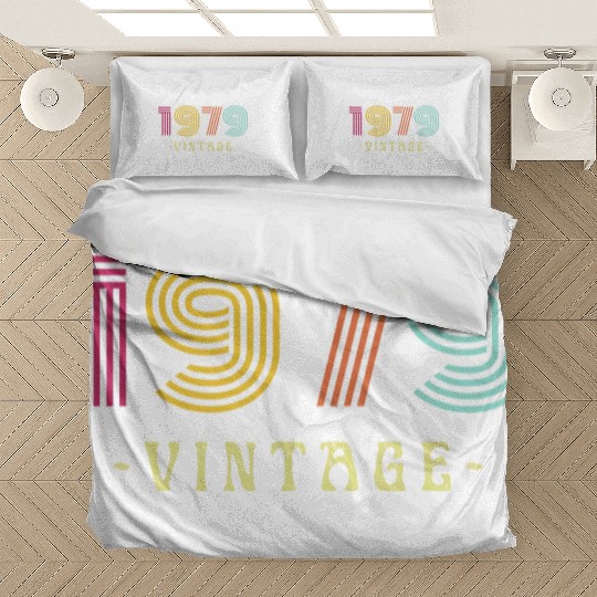 Neon Rainbow Retro Birthday Year Vintage 1979 Bedding Sets