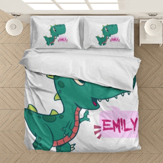EMILY - Lovely girl name with cute dinosaur Bedding Sets