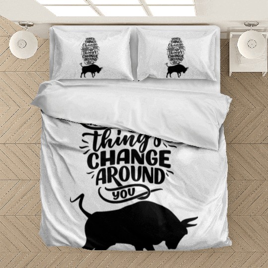 stay positive with a black bull sticker Bedding Sets