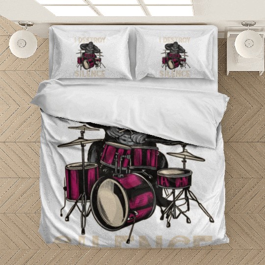 I Destroy Silence Drummer Band Music Beat Drum Bedding Sets