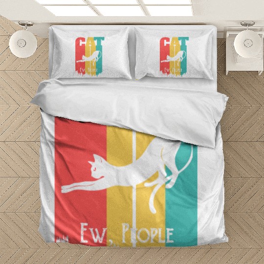 Vintage Ew People Cute Cat Lover Bedding Sets