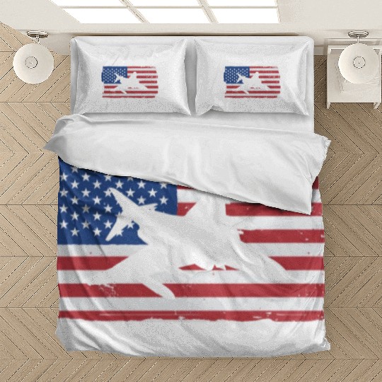 F-4 Phantom Fighter Jet American Flag F4 Phantom Bedding Sets