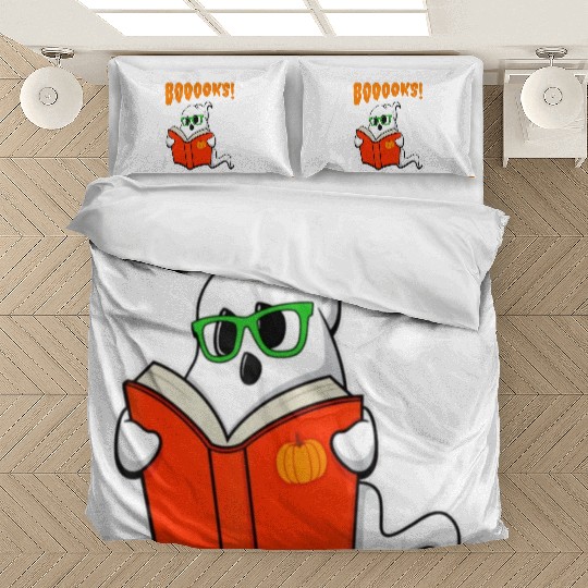 Funny Teacher Halloween Ghost Books Reading Bedding Sets