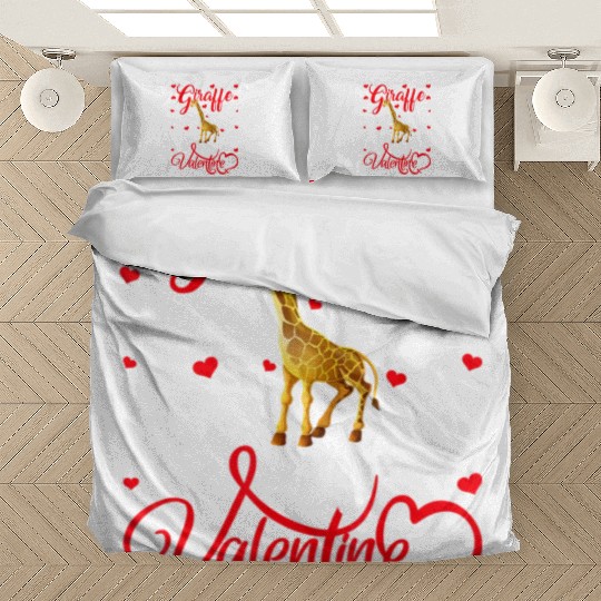 Giraffe Is My Valentine Funny Giraffe Valentines D Bedding Sets