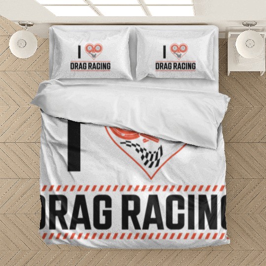 Drag Racing Race Car Heart I Love Bedding Sets