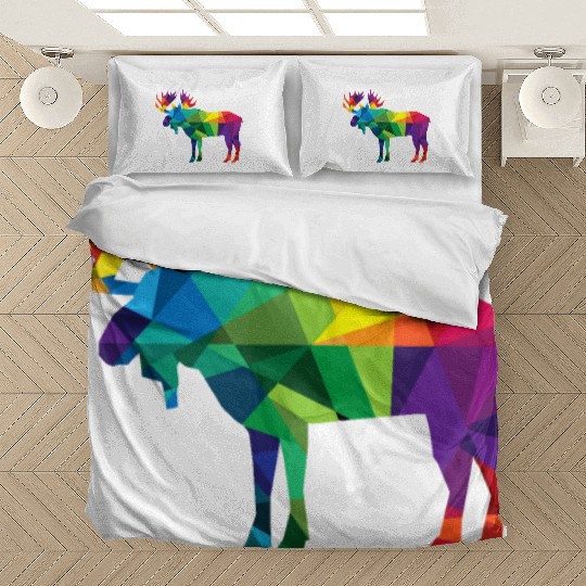 Moose Colorful Low Poly Art HUNTING Theme - Hunter Bedding Sets