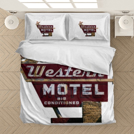 Route 66 Neon Western Motel Bethany Oklahoma Bedding Sets