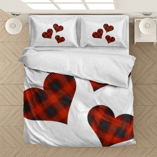 Buffalo Plaid Hearts Bedding Sets