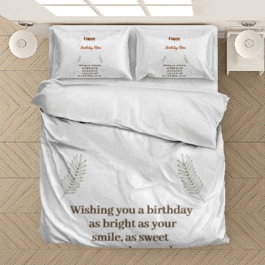 Beige Simple Aesthetic Happy Birthday Mom Bedding Sets