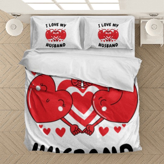I Love My Husband Red Heart Valentines Matching Bedding Sets