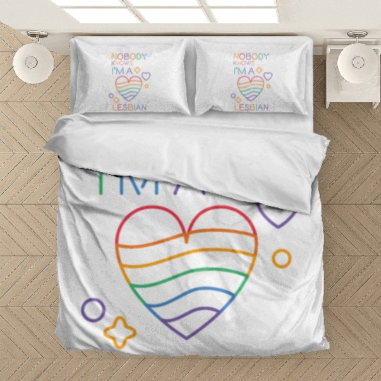 Nobody Knows I'm Lesbian LGBT Pride Month Rainbow Bedding Sets