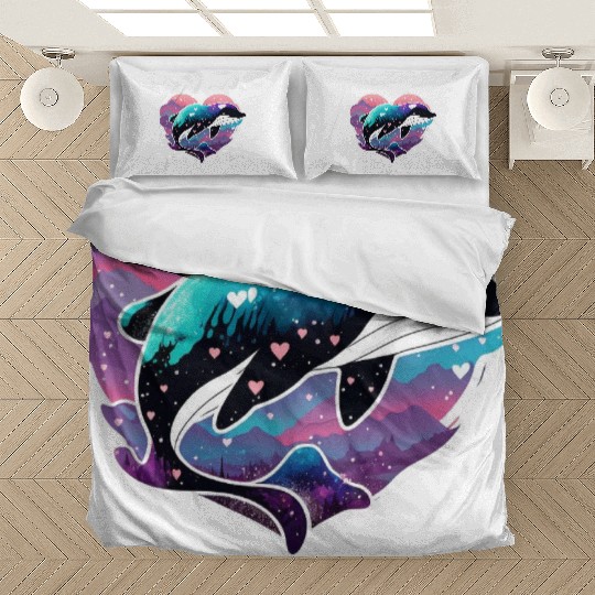 Orca Is My Valentine, Love Hearts Orca Valentines Bedding Sets