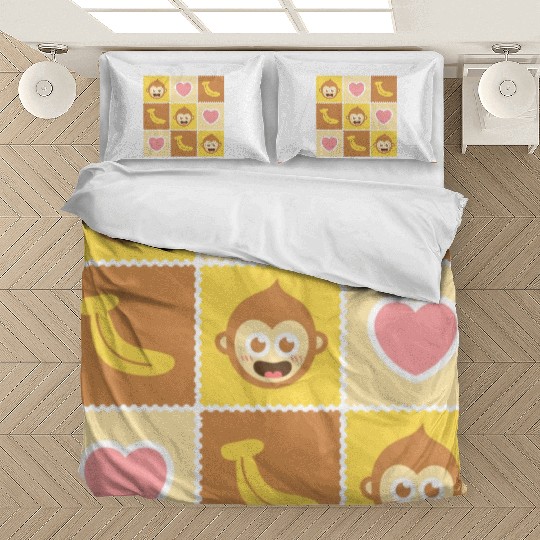 Cute Monkey and Banana Pattern Bedding Sets