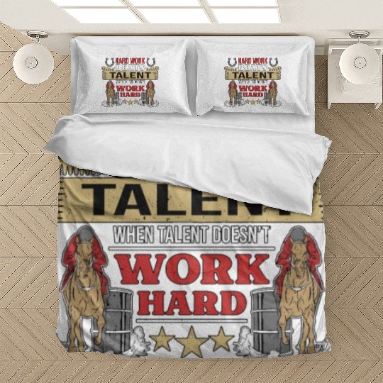 Barrel Racing Hard Work Beats Talent Horse Racing Bedding Sets