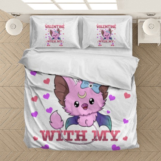 My First Valentine With My Bat Animal Heart Couple Bedding Sets